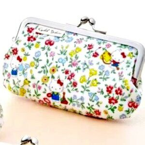 Hello Kitty Japan Coin Card Purse Kiss Snap Kitty with Floral Print Red  NEW